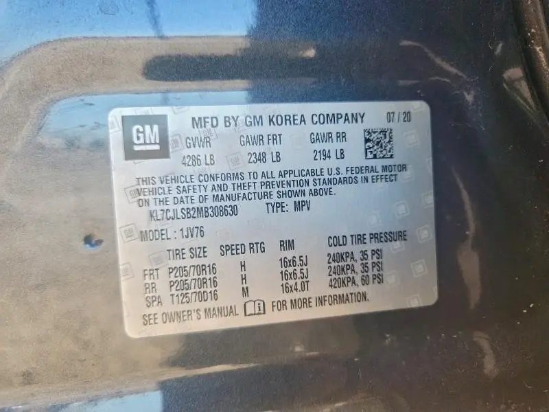 2021 CHEVROLET TRAX 1LT  