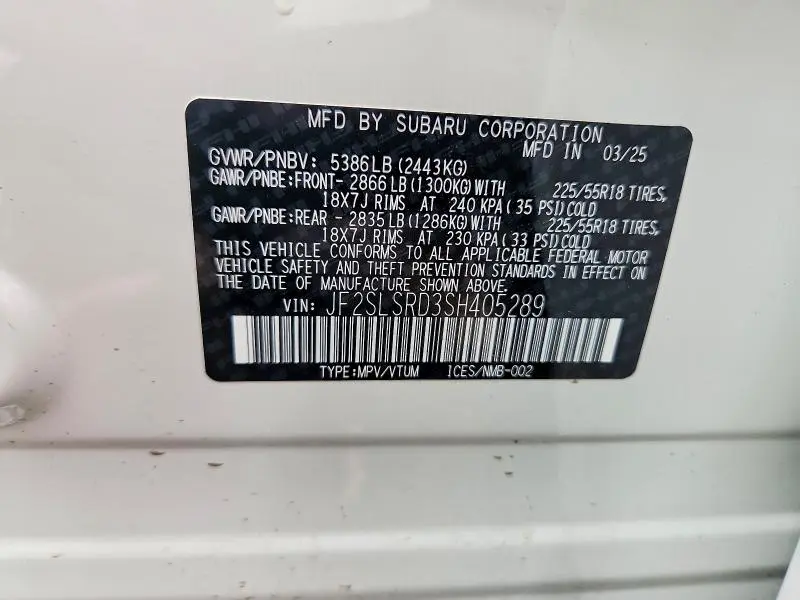 2025 SUBARU FORESTER LIMITED  