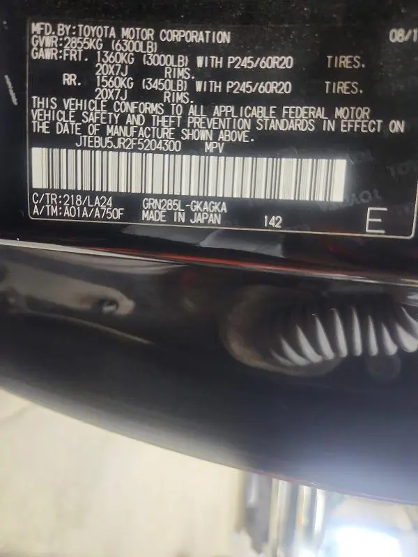 2015 TOYOTA 4RUNNER LIMITED  