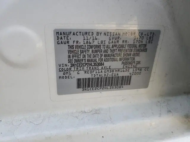 2017 NISSAN VERSA NOTE S  