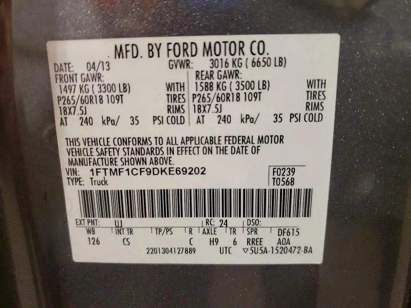 2013 FORD F150   