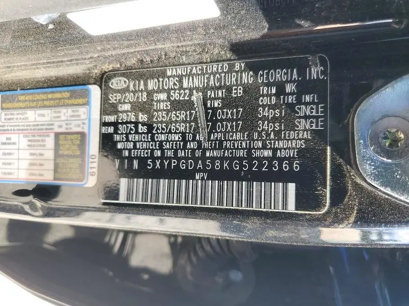 2019 KIA SORENTO LX V6  