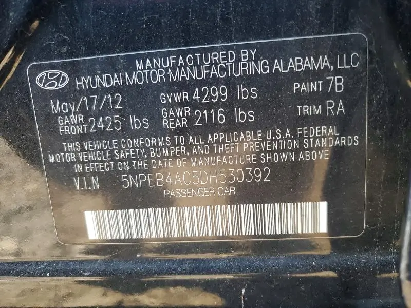 2013 HYUNDAI SONATA GLS   