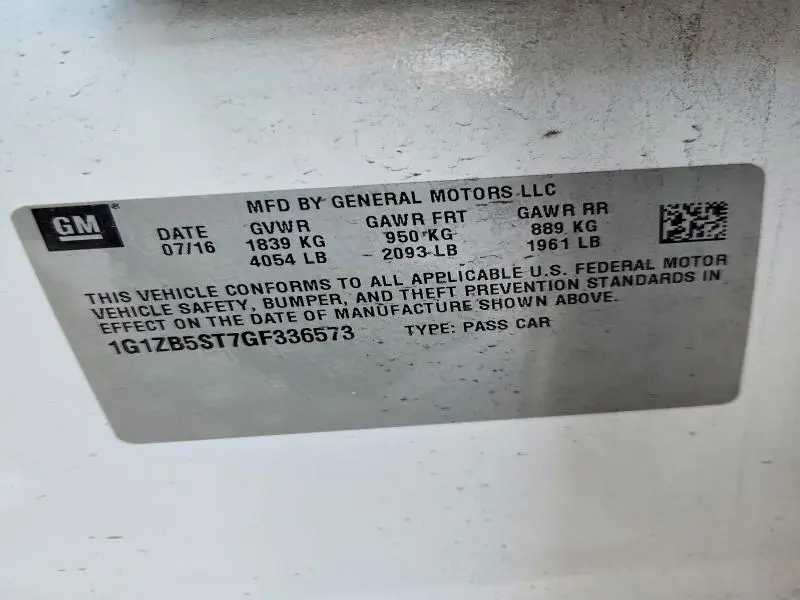 2016 CHEVROLET MALIBU LS  