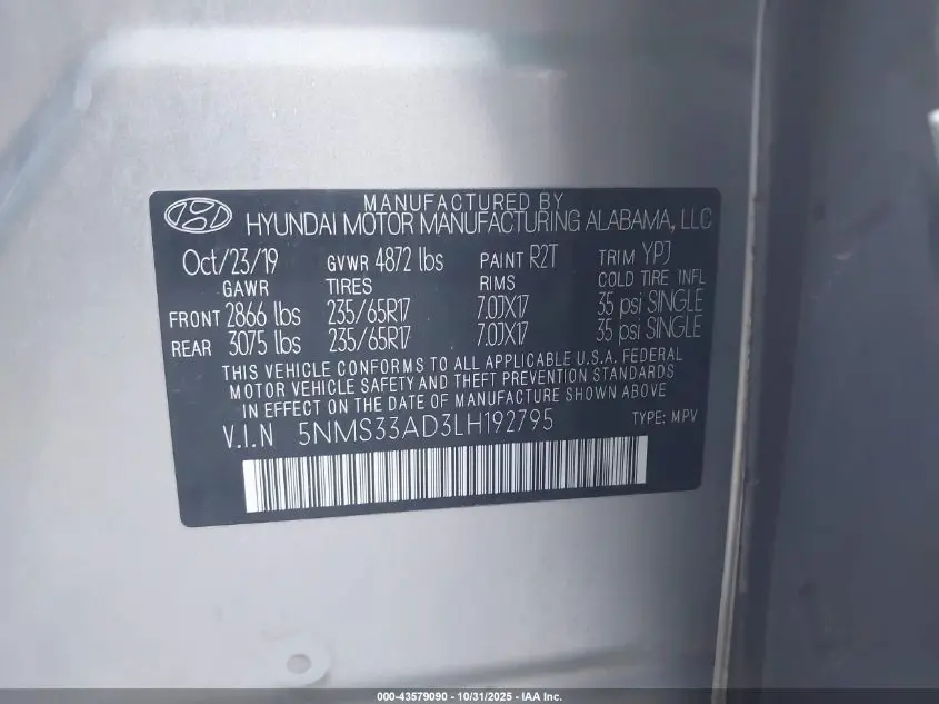 2020 HYUNDAI SANTA FE SEL