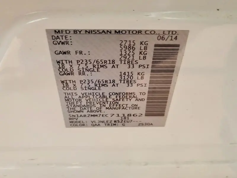 2014 NISSAN PATHFINDER S  