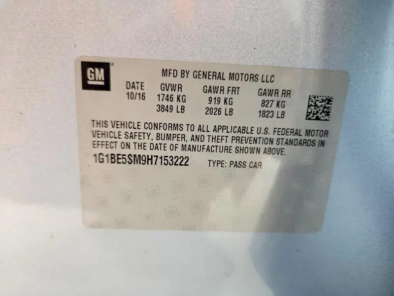 2017 CHEVROLET CRUZE LT  