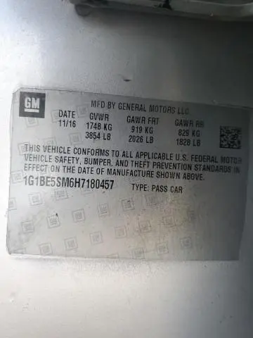 2017 CHEVROLET CRUZE LT  