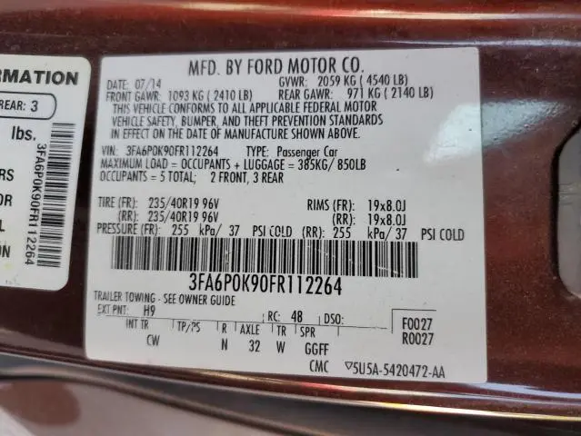 2015 FORD FUSION TITANIUM  