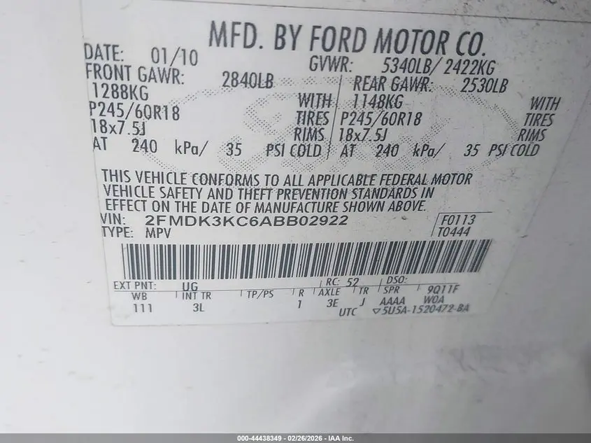 2010 FORD EDGE LIMITED