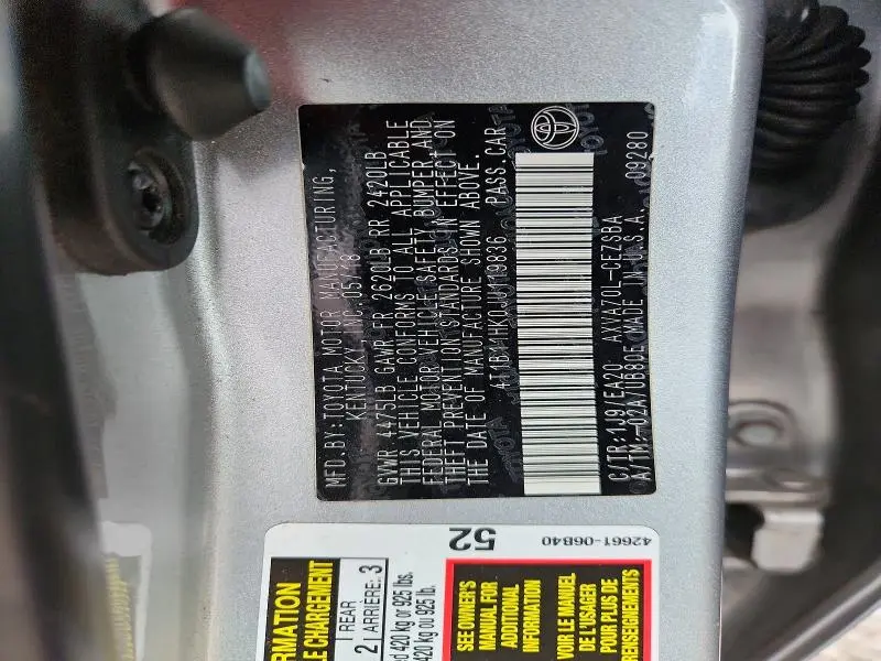 2018 TOYOTA CAMRY SE  
