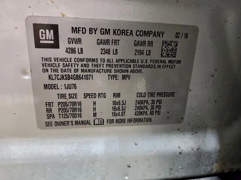 2016 CHEVROLET TRAX LS  