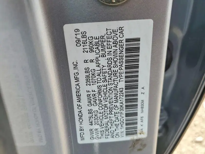 2019 HONDA ACCORD SPORT  