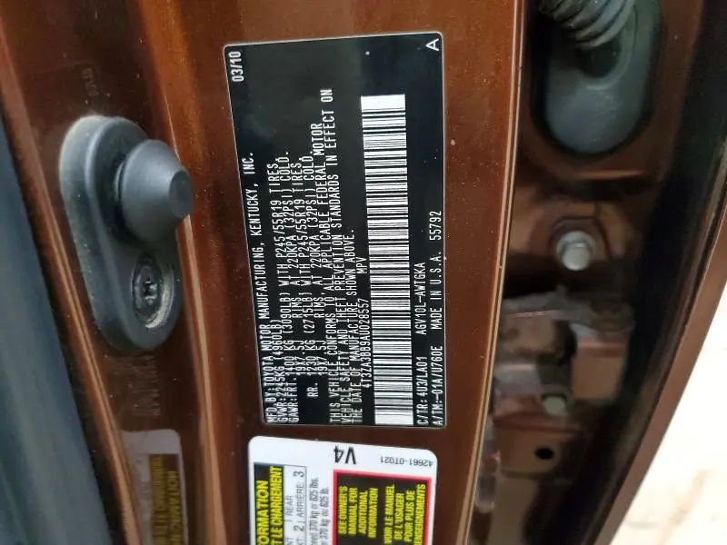 2010 TOYOTA VENZA FWD 4CYL  