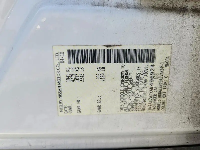 2010 NISSAN ALTIMA 2.5  