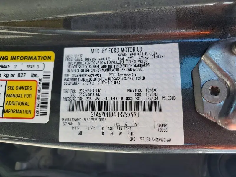 2017 FORD FUSION SE  