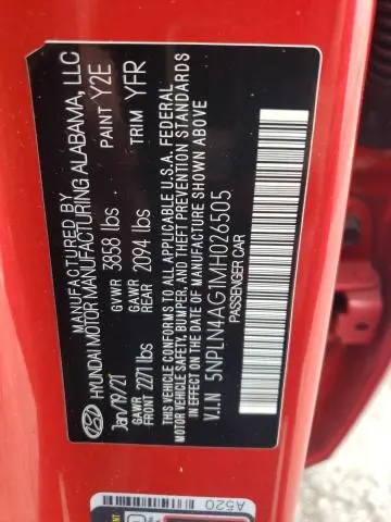 2021 HYUNDAI ELANTRA SEL  