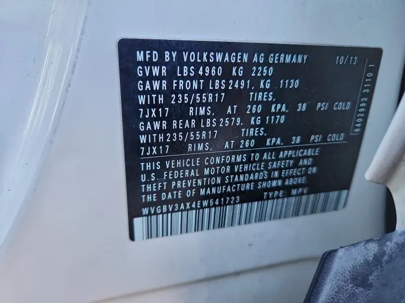 2014 VOLKSWAGEN TIGUAN S  