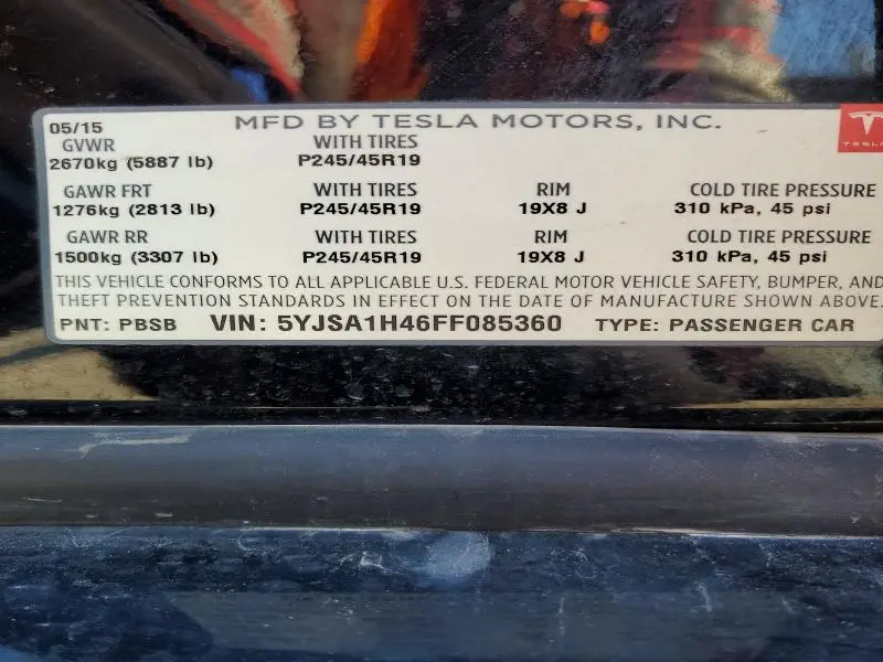 2015 TESLA MODEL S P85D  