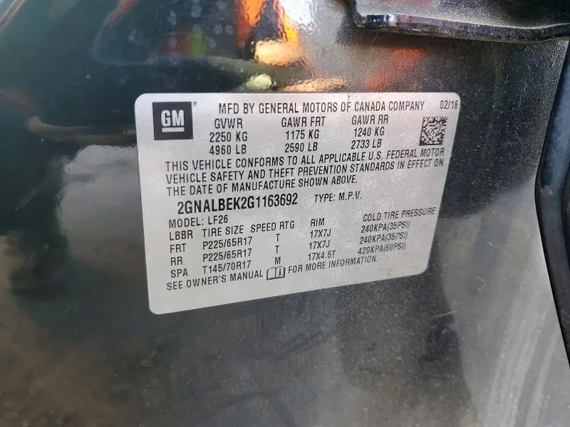 2016 CHEVROLET EQUINOX LS  