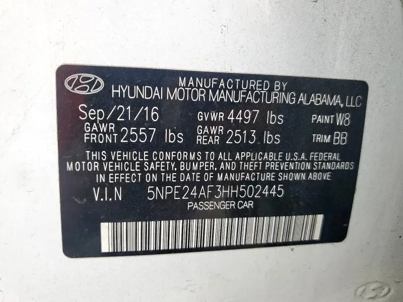 2017 HYUNDAI SONATA SE  