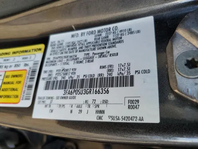 2016 FORD FUSION TITANIUM PHEV  