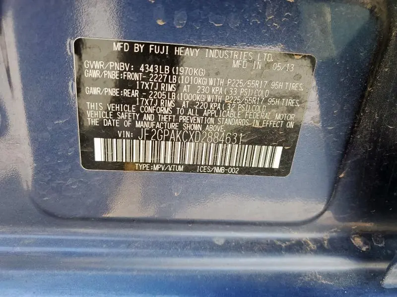 2013 SUBARU XV CROSSTREK 2.0 LIMITED  