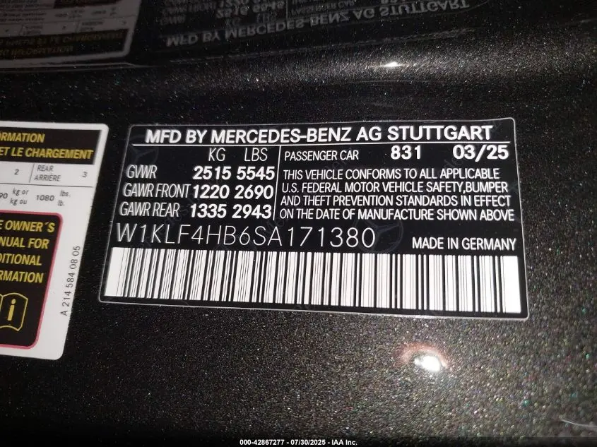 2025 MERCEDES-BENZ E 350  