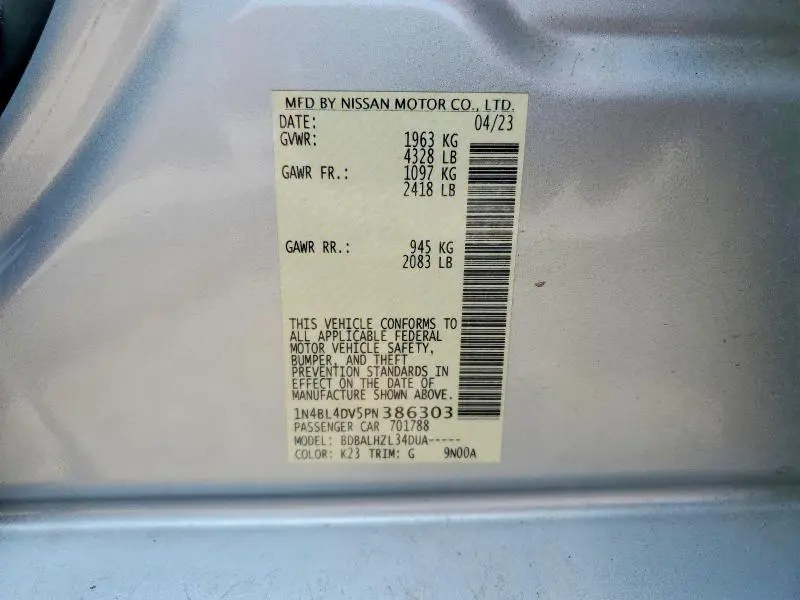 2023 NISSAN ALTIMA SV  