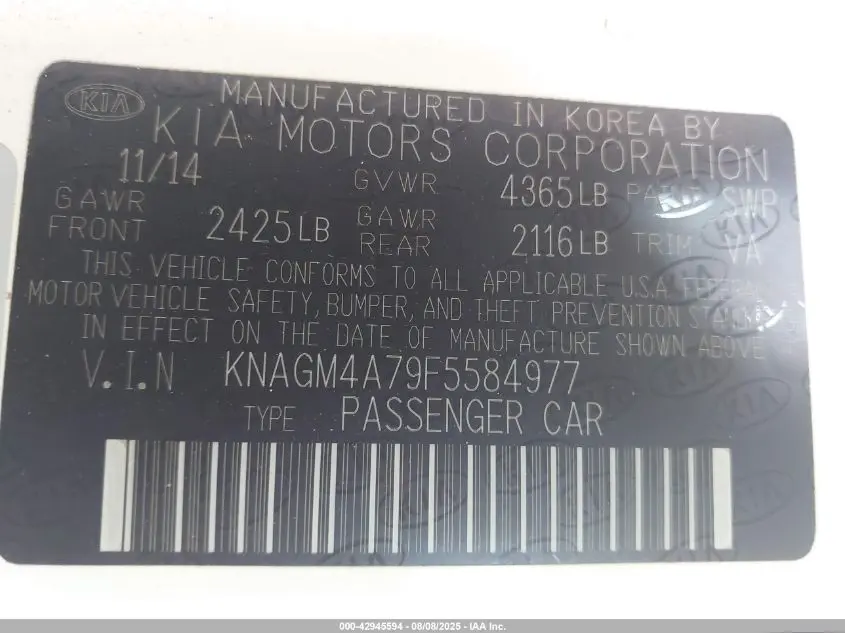 2015 KIA OPTIMA LX