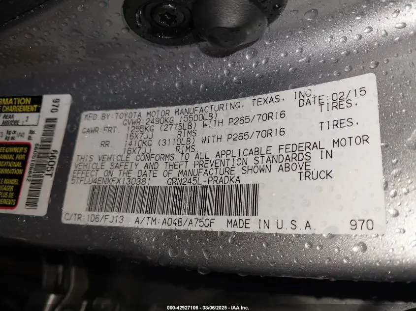 2015 TOYOTA TACOMA BASE V6