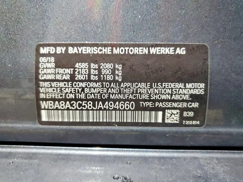 2018 BMW 320 XI  