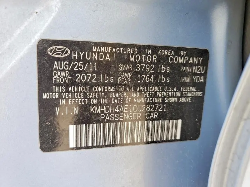 2012 HYUNDAI ELANTRA LIMITED  