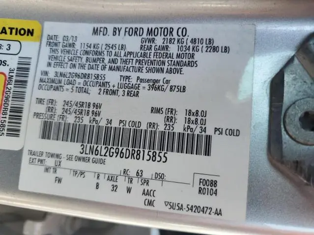 2013 LINCOLN MKZ   