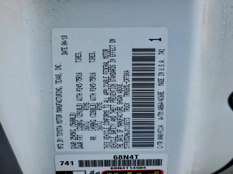 2018 TOYOTA TACOMA ACCESS CAB  