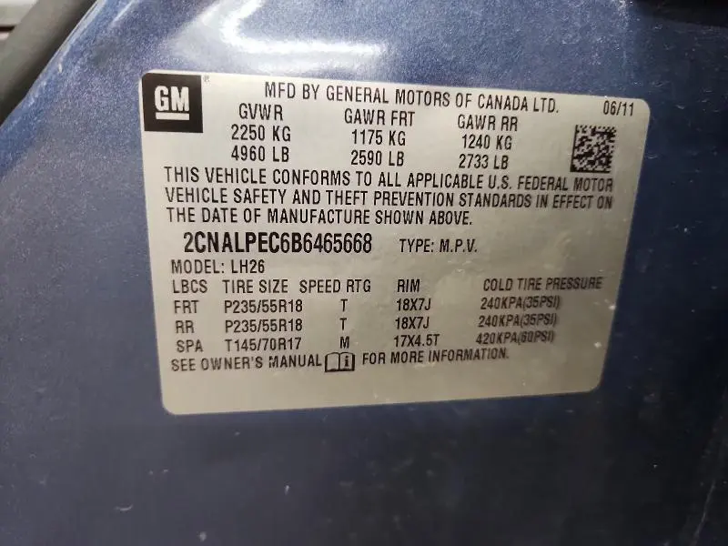 2011 CHEVROLET EQUINOX LT  