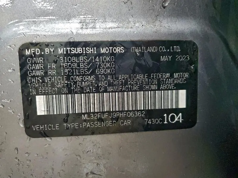 2023 MITSUBISHI MIRAGE G4 ES  