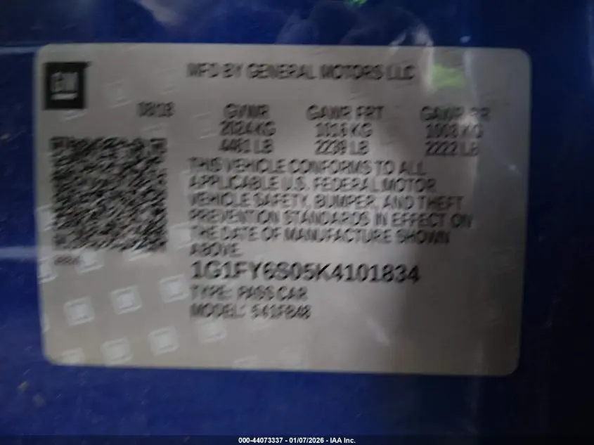 2019 CHEVROLET BOLT EV LT