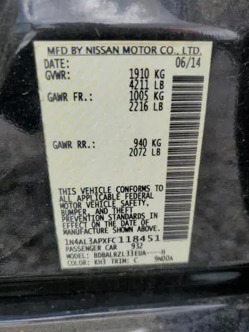 2015 NISSAN ALTIMA 2.5  