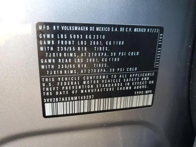 2022 VOLKSWAGEN TIGUAN SE  