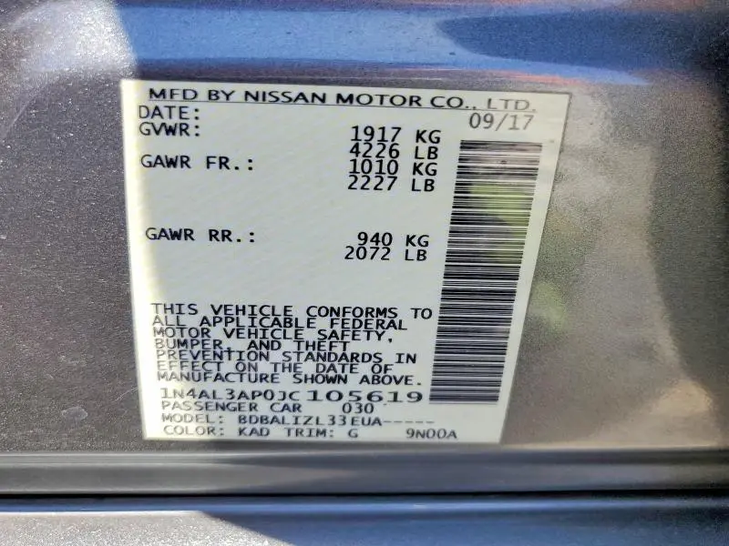 2018 NISSAN ALTIMA 2.5 SV  
