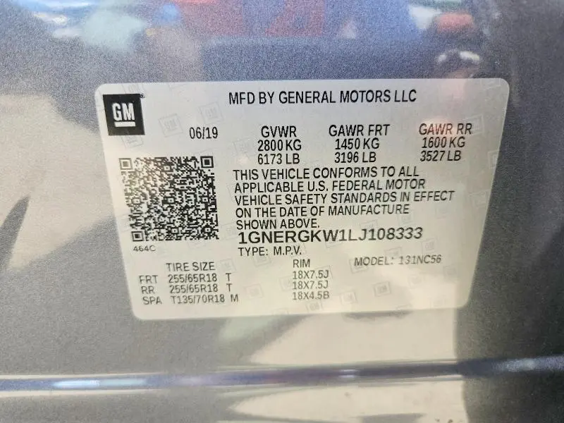 2020 CHEVROLET TRAVERSE LT  