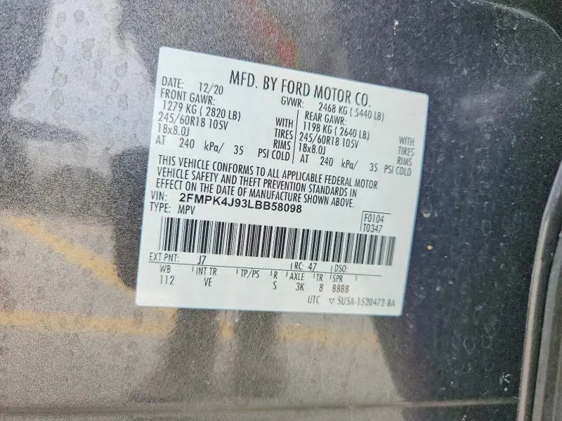 2020 FORD EDGE SEL  