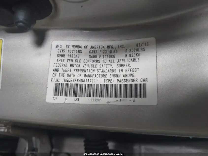 2013 HONDA ACCORD EX-L
