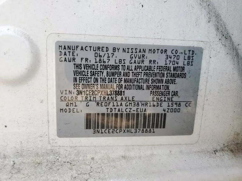 2017 NISSAN VERSA NOTE S  