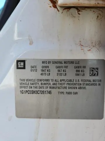 2012 CHEVROLET CRUZE LS  