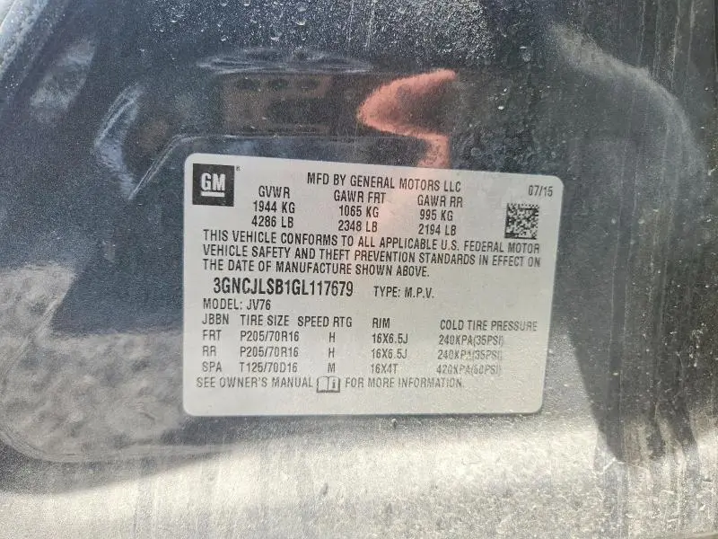 2016 CHEVROLET TRAX 1LT  