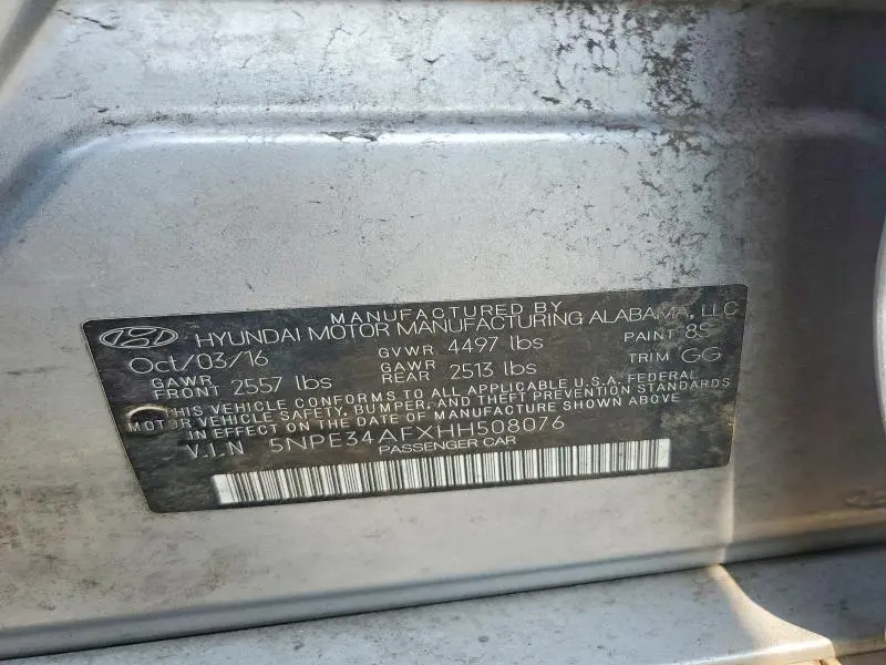 2017 HYUNDAI SONATA LIMITED  
