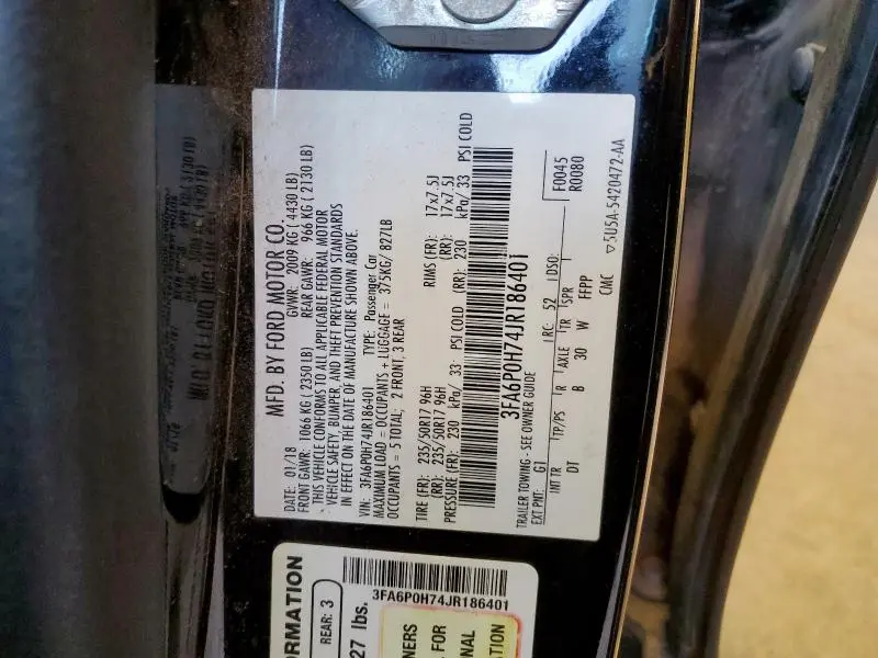 2018 FORD FUSION SE  