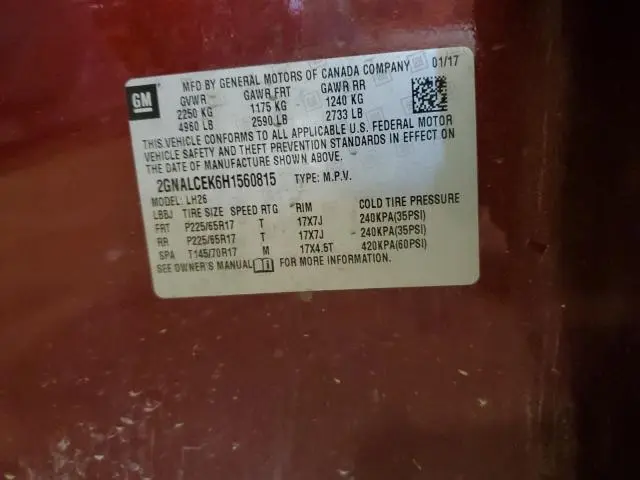 2017 CHEVROLET EQUINOX LT  